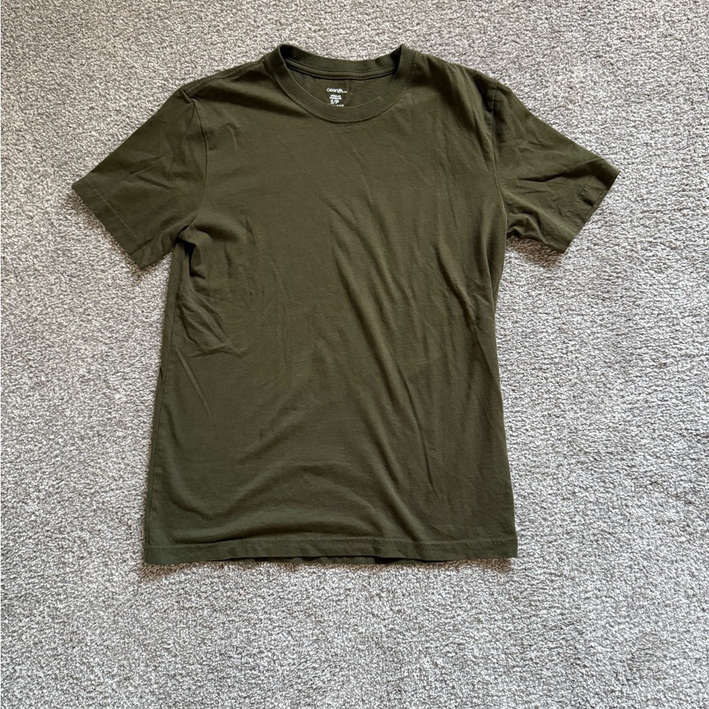 George Men's Dark Green, white and grey Short Sleeve Tee